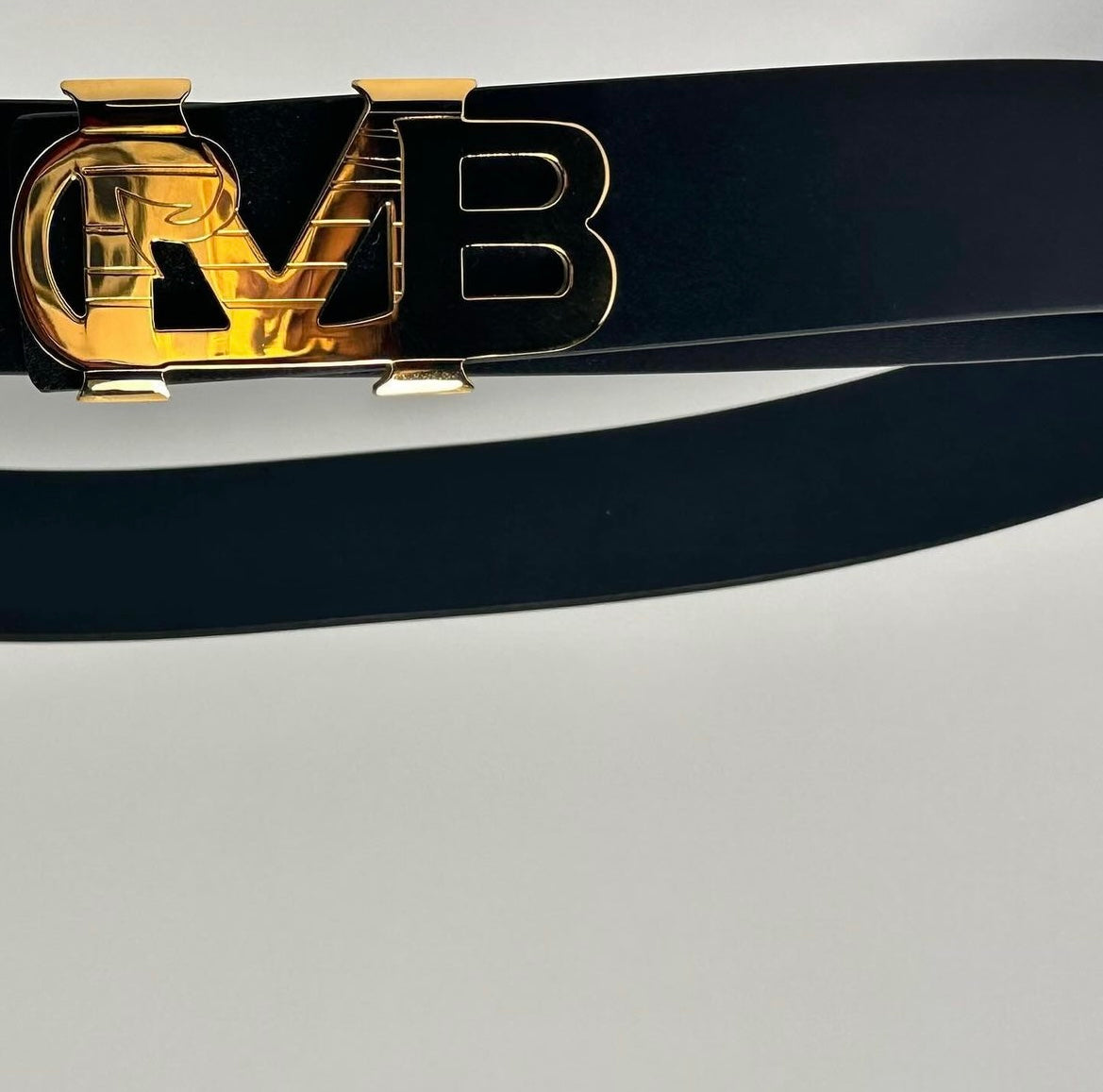 Monogram MB Black Leather Belt